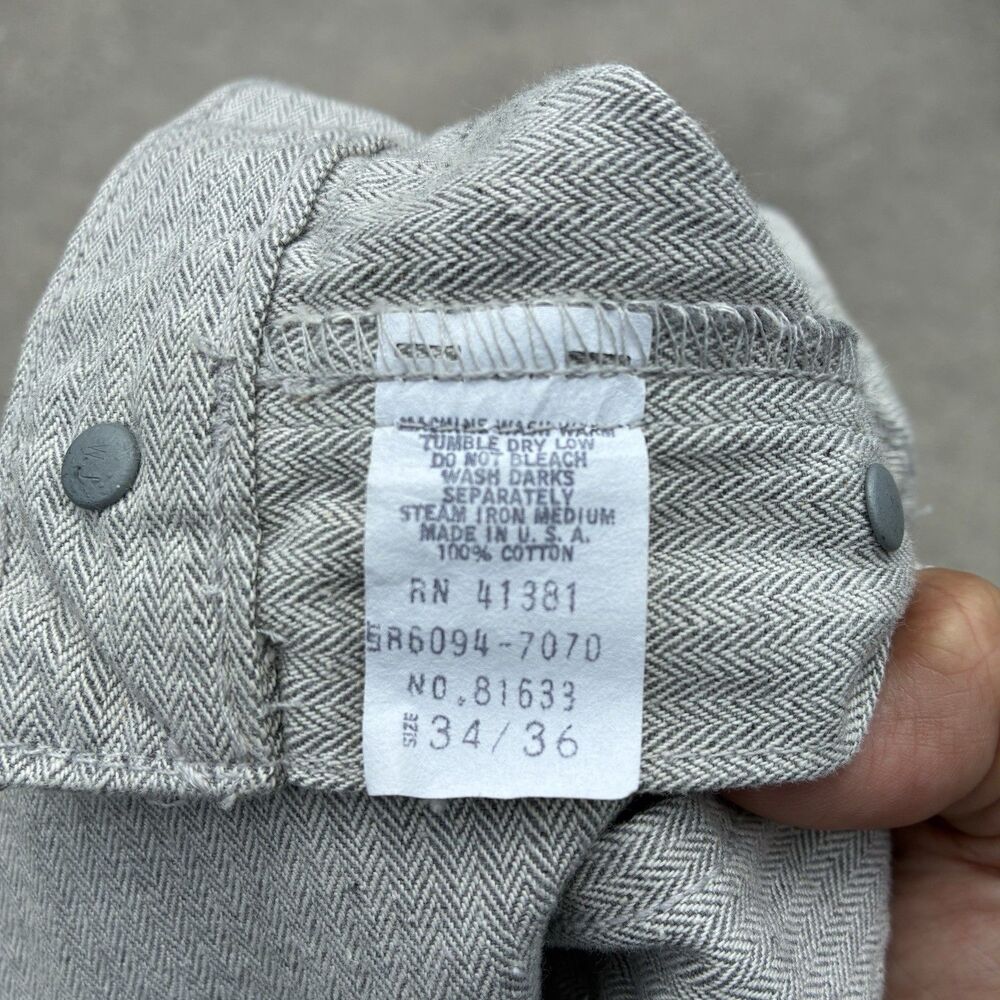Vintage Polo Ralph Lauren Pants 34x30 100% Cotton Herringbone Trousers USA Made - Picture 7 of 16